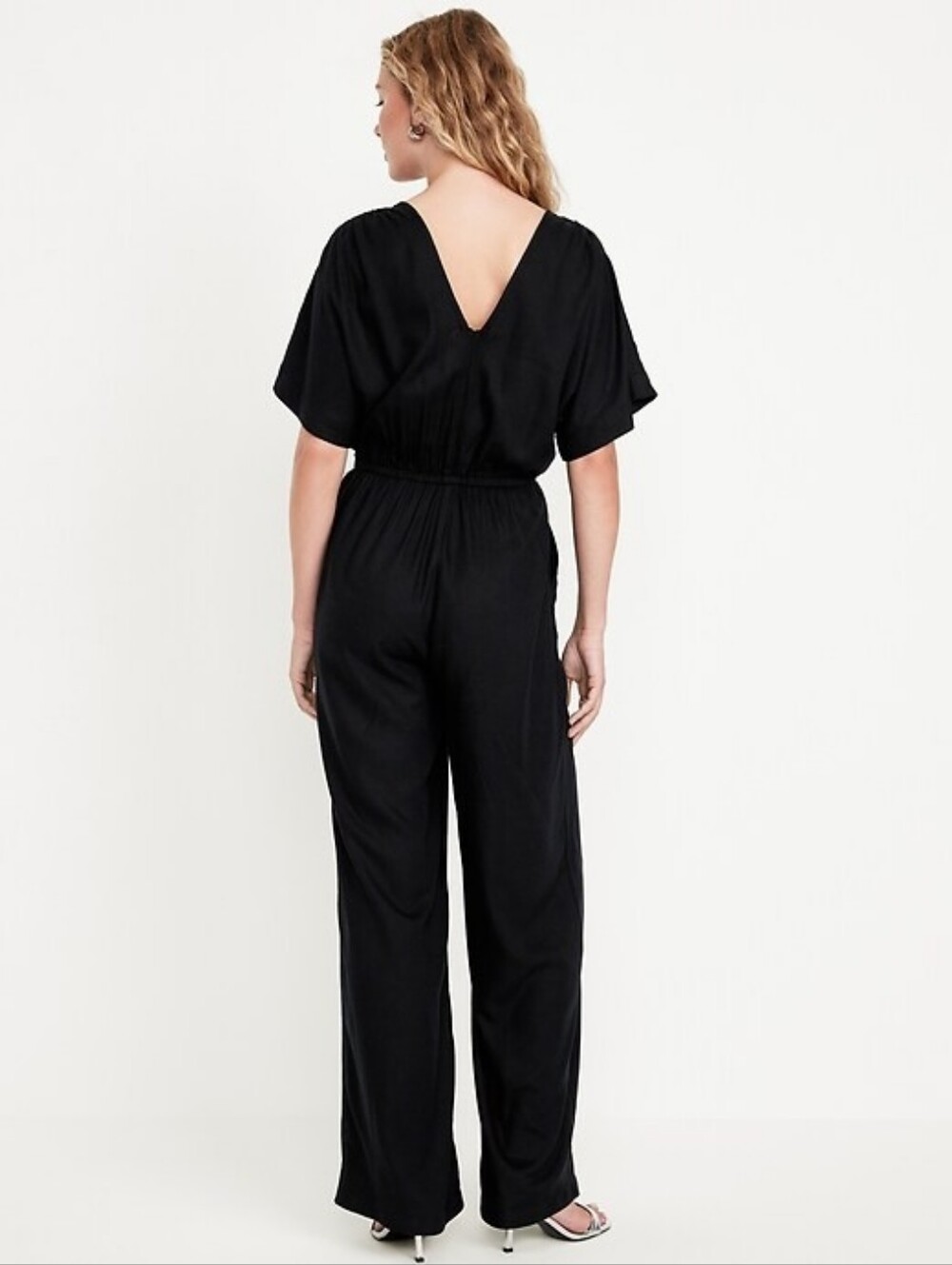 NWT! Old Navy Black V-Neck Wide-Leg Jumpsuit - Picture 2 of 6